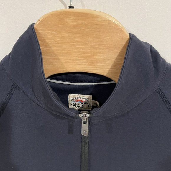 Faherty Legend Quarter Zip Sweater Mens XL Blue Long Sleeve Pullover - Picture 7 of 13